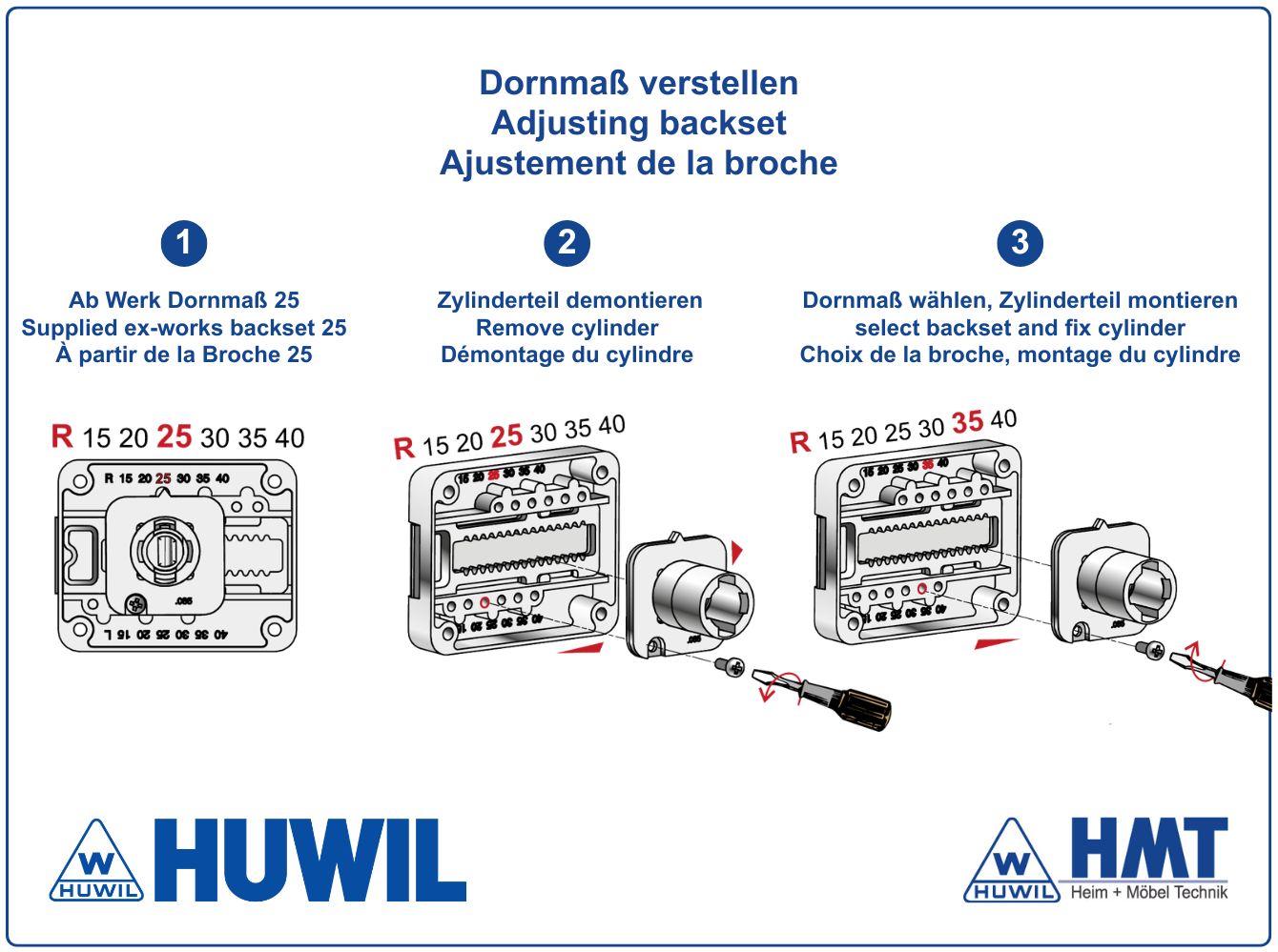 HUWIL SERRURE Type 660 VCS18 [ZL27,5] - D15 á D40 / rs + ls