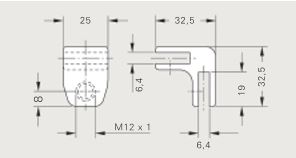 Glass connector type 7001 / angle holder mat chromium plated