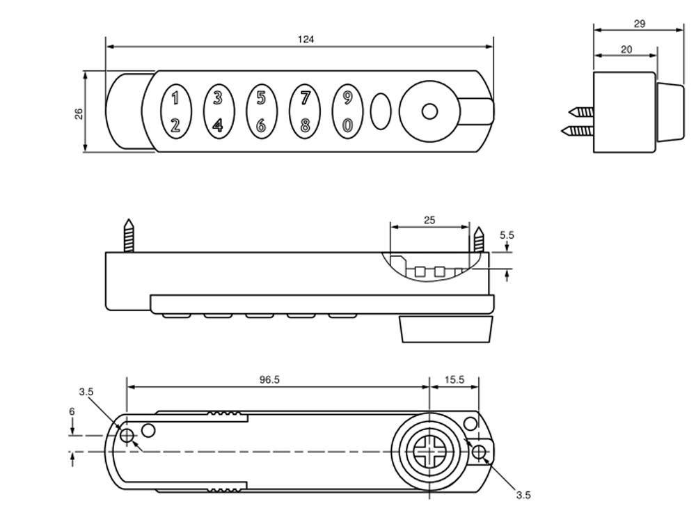 Kombinationsschloss Eclipse Typ 3760