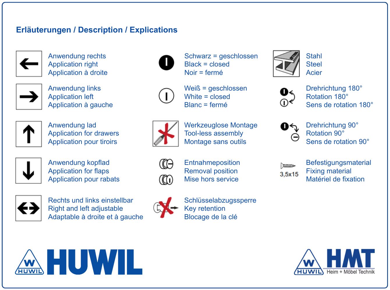 HUWIL SERRURE Type 660 VCS18 [ZL27,5] - D15 á D40 / rs + ls