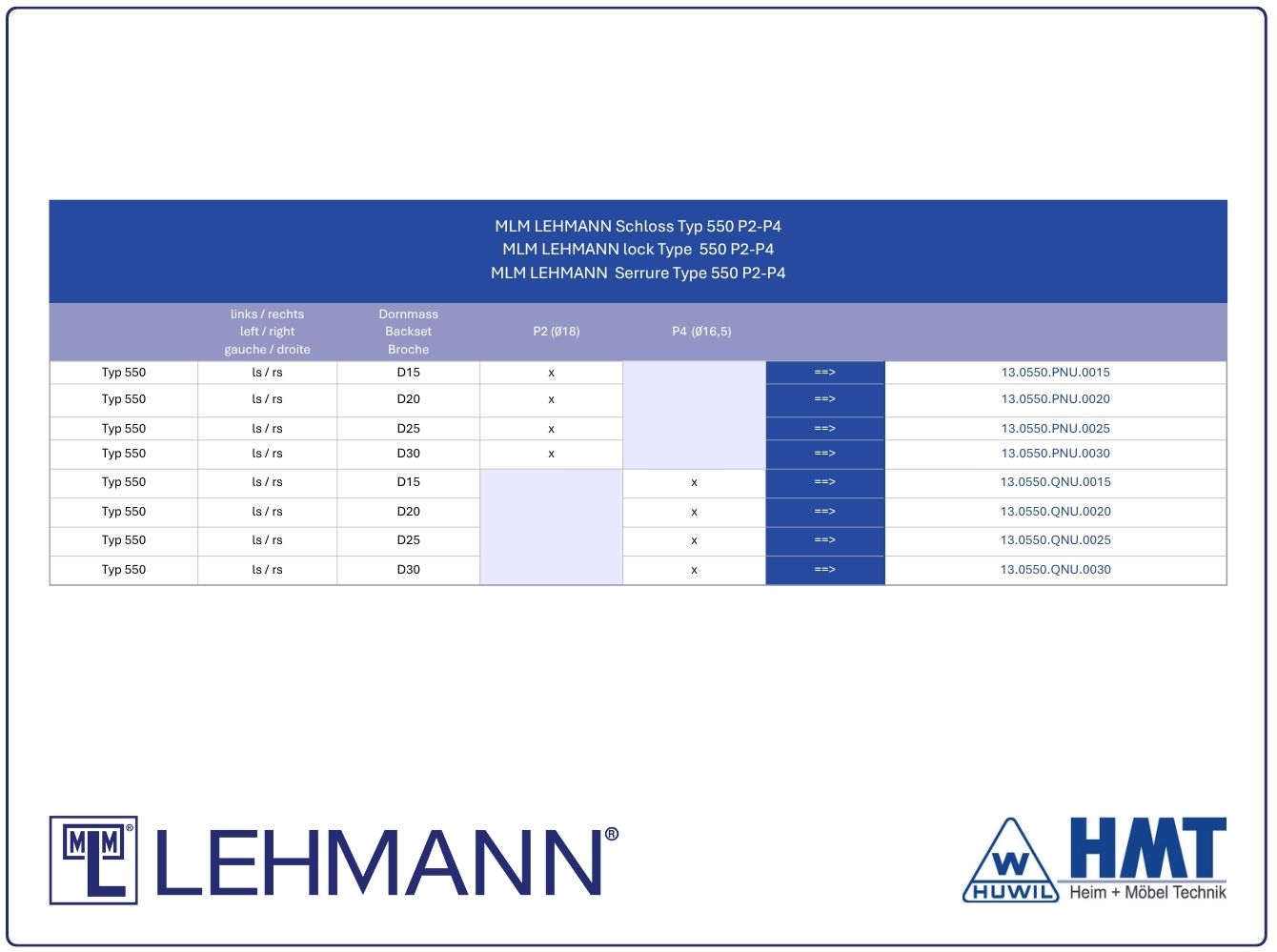 MLM SCHLOSS Typ 550 P2 - D15 / rs + ls