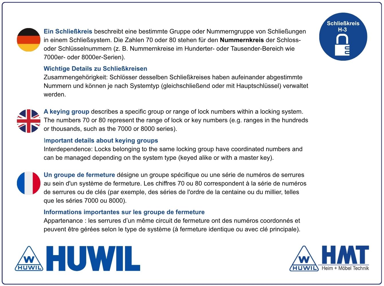 HUWIL NOYAU DE CYLINDRE VCS18 Ø18mm [SK: H-3] 3001 à 3040 & 3131