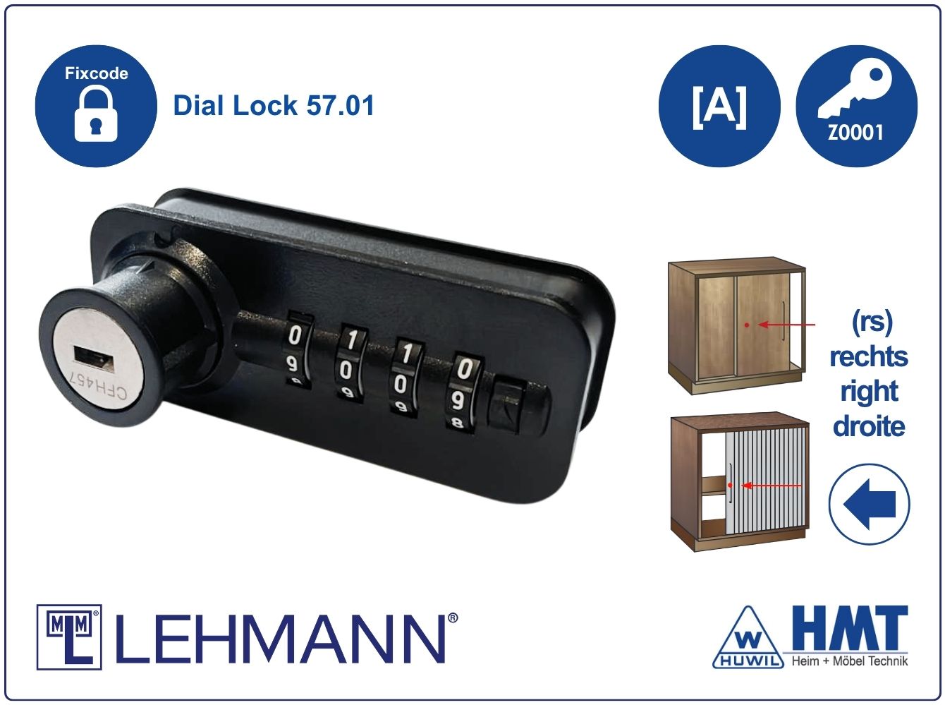MLM SERRURE Typ Dial Lock 57.01 Fix - [A] / rs / Z0001 / S