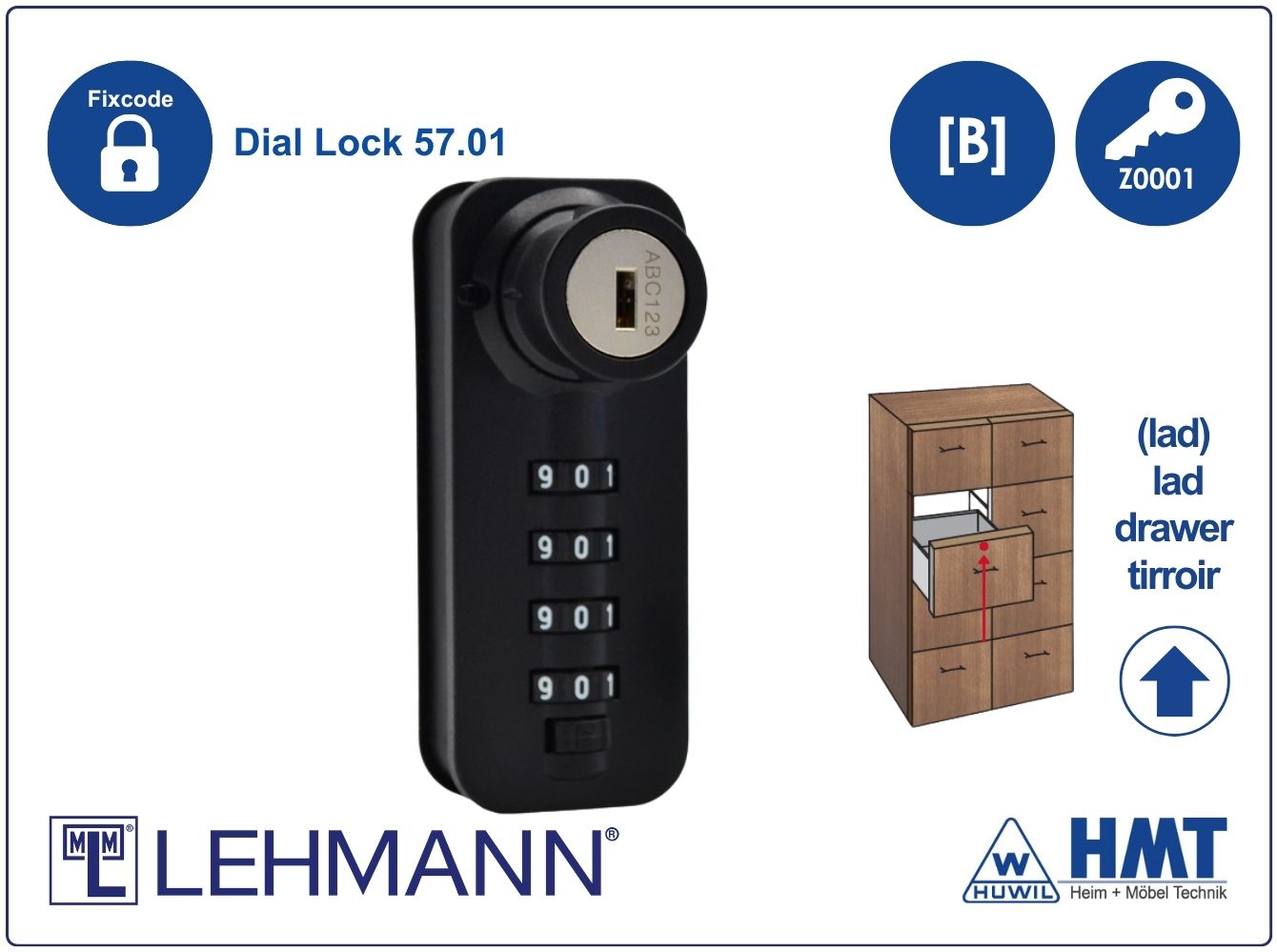 MLM SERRURE Type Dial Lock 57.01 Fix - [B] / lad / Z0001 / S