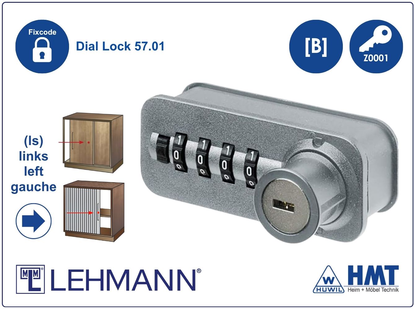 MLM SERRURE Type Dial Lock 57.01 Fix - [B] / ls / Z0001 / G