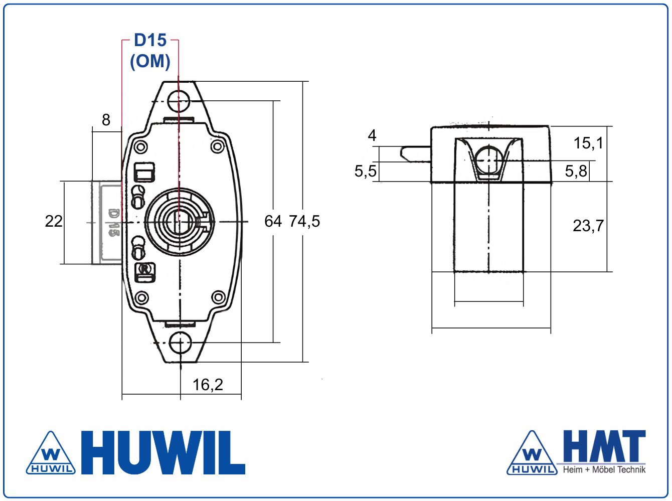HUWIL SERRURE [6] Type 0247 VCS18 - OM (ou pour BOUTON 601)